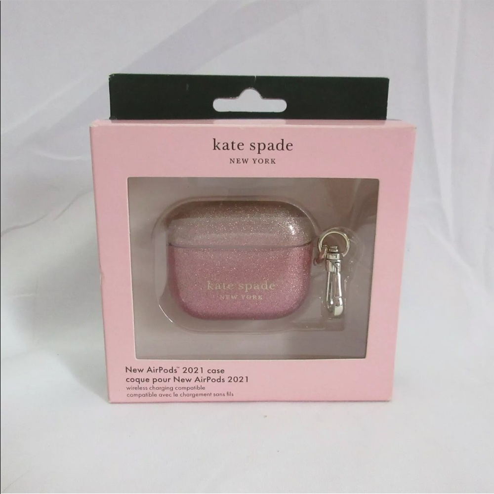 Kate Spade sunset glitter ombré pink AirPods case.